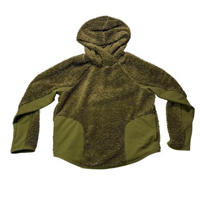 Nike Sherpa Fleece Hoodie Pullover Olive Green Women Sz M Cozy, Fuzzy Athleisure