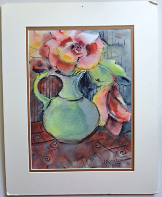 Joseph Hoover (b 1939) Floral Still Life Original Watercolor Painting Signed Art