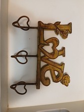 Vintage LOVE Metal Dog Leash/coat Holder Wall Mounted Rack with 3 Heart Hooks D1