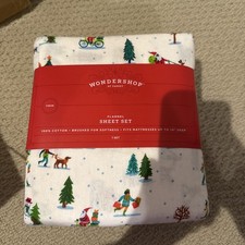 Wondershop Snowy Village Christmas Twin Flannel Sheet Set New