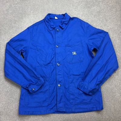 Französische Jacke Erwachsene Mittelblau Vintage Arbeitskleidung Hausarbeit U...