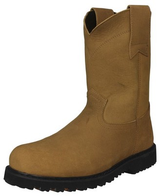 Mens Work Boot Anti Slip Leather Light Brown Soft Toe Rubber Sole Trabajo Hombre