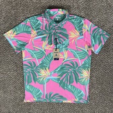Chubbies Men's XL Tropical Performance Golf Polo Birds Of Paradise Floral