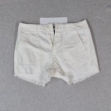 American Eagle Outfitters Women Shorts US 2 White Logo Pockets Frayed Hem