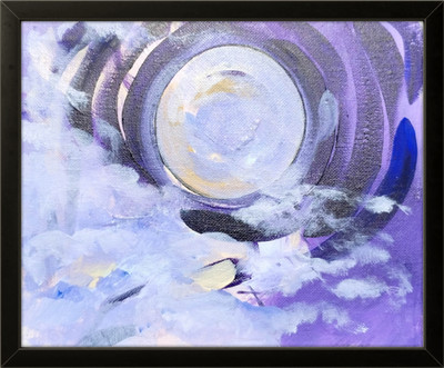Original Acrylic 8x10 Abstract Signed Canvas Moon Stars Multicolor Wall Art
