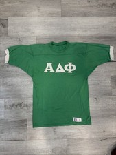Vintage 70s Green White ADP Fraternity Jersey Made In USA Ringer Mens L