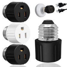 4  E26/E27 Light Socket To Plug Adapter Plug Connector Fit for 2/3 Prong Convert