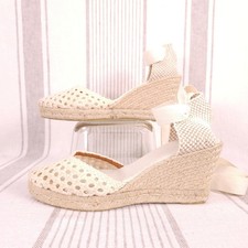 Sezane Melodie Espadrille Wedges Womens 11 Cream Woven Coastal Quiet Luxury
