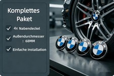 4x 68MM Nabendeckel Felgendeckel Nabenkappen Deckel Blau+Weiß Für BMW