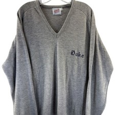 Duke University V Neck Pullover Sweater Men’s 2XL XXL 1970’s Vintage Made In USA