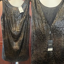 NEXT NWT UK 8 EU 36 Bronze / Gold  Sequins V Back Shift StretchMini Dress RP £50