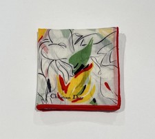 Handkerchiefs Christian Dior Women VTG Art Floral Cotton Pocket Square 17