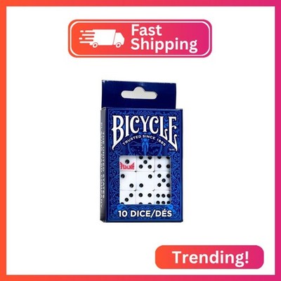 Bicycle 10 Dice Set Six Sided D6 Standard Game White Black 16 mm