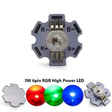 3W RGB LED High Power LED chip 6pin light-emitting diode with 20mm PCB Board new