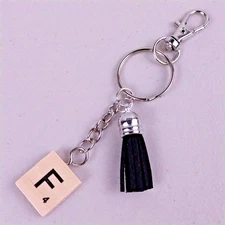Scrabble Tile Keychain Letter Initial F Handmade Purse Charm Bag Backpack Clip
