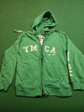 YMCA Est 1844 Kids Green Zip Front Hoodie Jacket Pockets L45cm A35cm Size 8