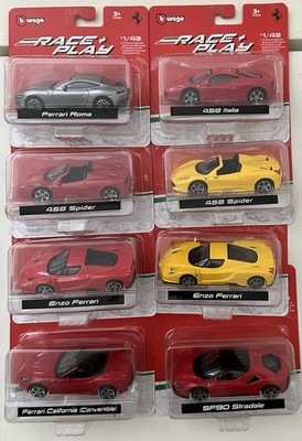 Bburago Ferrari Race Play Lot Of 8 - Spider,Italia,California,Enzo,Roma,Stradale