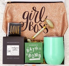 Women s Self Care Gift Bundle Candle, Bath Bomb, Matchbox, Face Massager, Bag