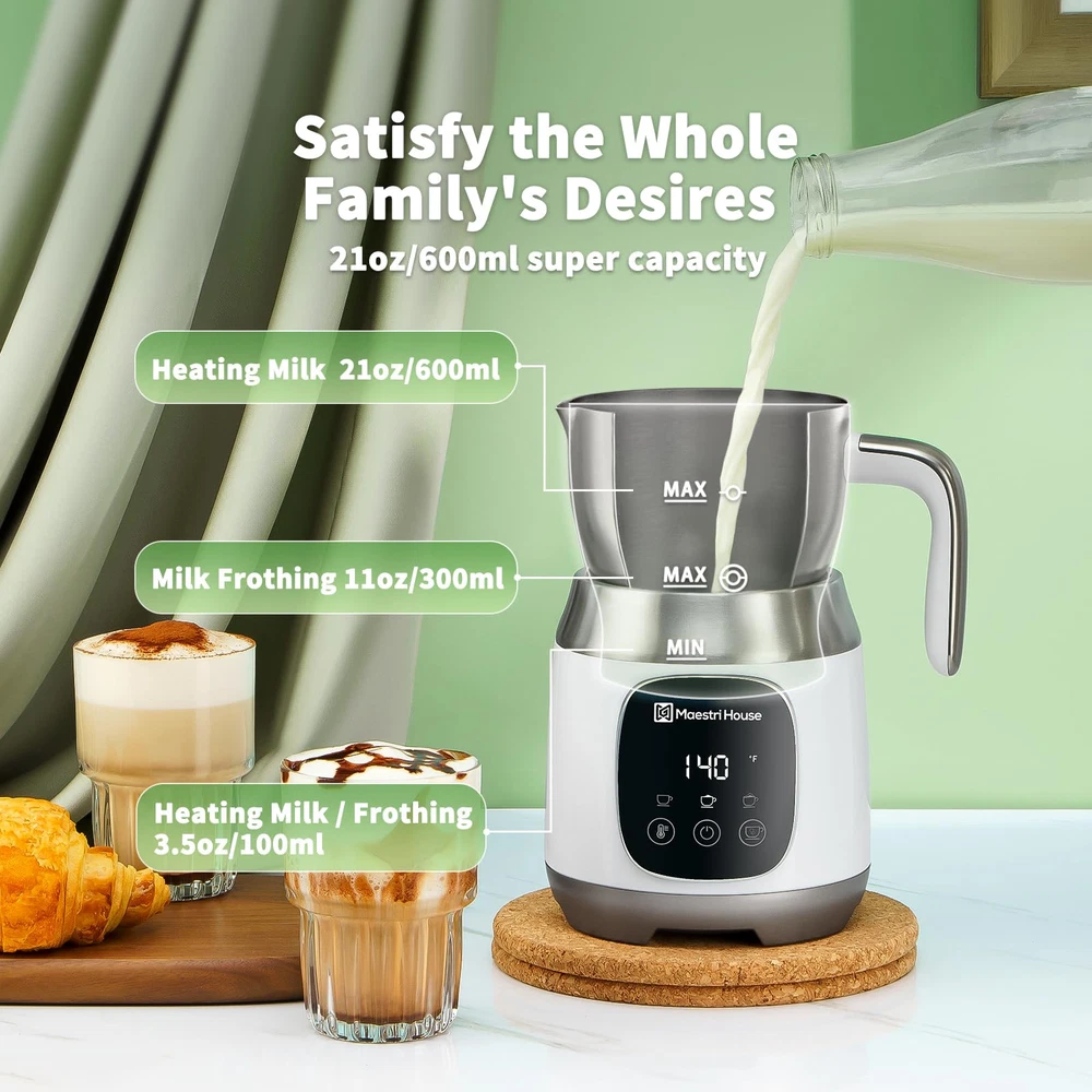 21OZ Milk Frother with Adjustable Temperature and Customizable Froth Thickness