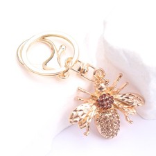 Gold Rhinestone Bee Keychain: Sparkling Decor Accessory, Lively Gift