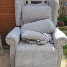 Fabric Recliner Armchair Chair, Grey Solid Upholstery for Living Room