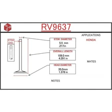 ITM Engine Components RV9637 Engine Intake Valve For 02-09 Civic RDX RSX TSX
