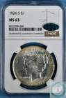 1926-S $1 Peace Dollar NGC MS63 w/CAC - Eye Appealing Tones