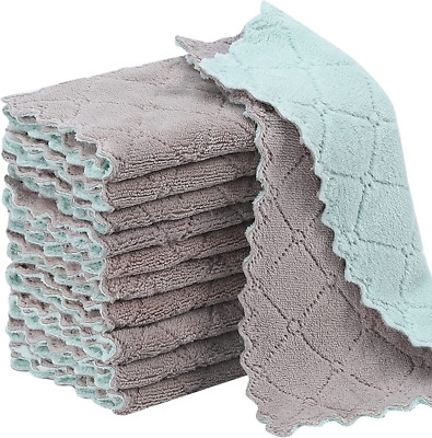 11Pack Kitchen Dish Cloths, Reusable Dish Towels, Nonstick Oil Washable Fast Dry