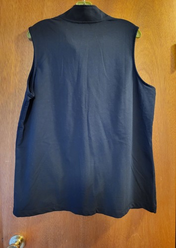 Quaker Factory Black Knit Vest Crystal Accents Red Collar/ Zip Sz XL - Picture 3 of 6