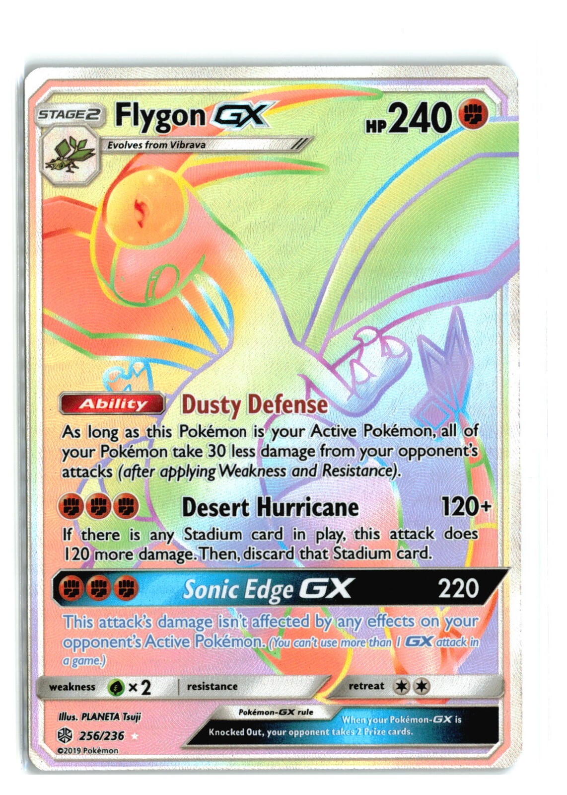 Flygon GX Rainbow Secret Rare 256/236 Cosmic Eclipse Pokemon TCG