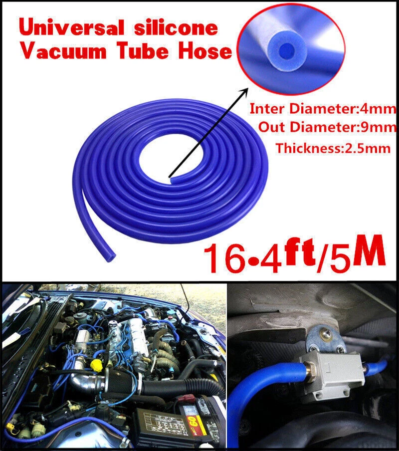 Tubo de vacío de silicona Blue Car Engine 5M 5 metros 4 mm manguera tubo de silicona 16,4 pies Foto 4 de 4
