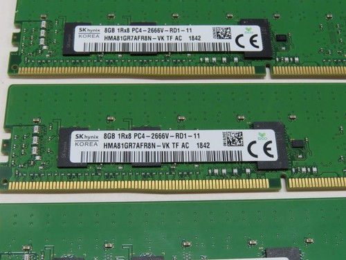 LOT OF 4X 8GB (32GB) SK HYNIX HMA81GR7AFR8N-VK 1RX8 PC4-2666V SERVER RAM - Picture 3 of 3