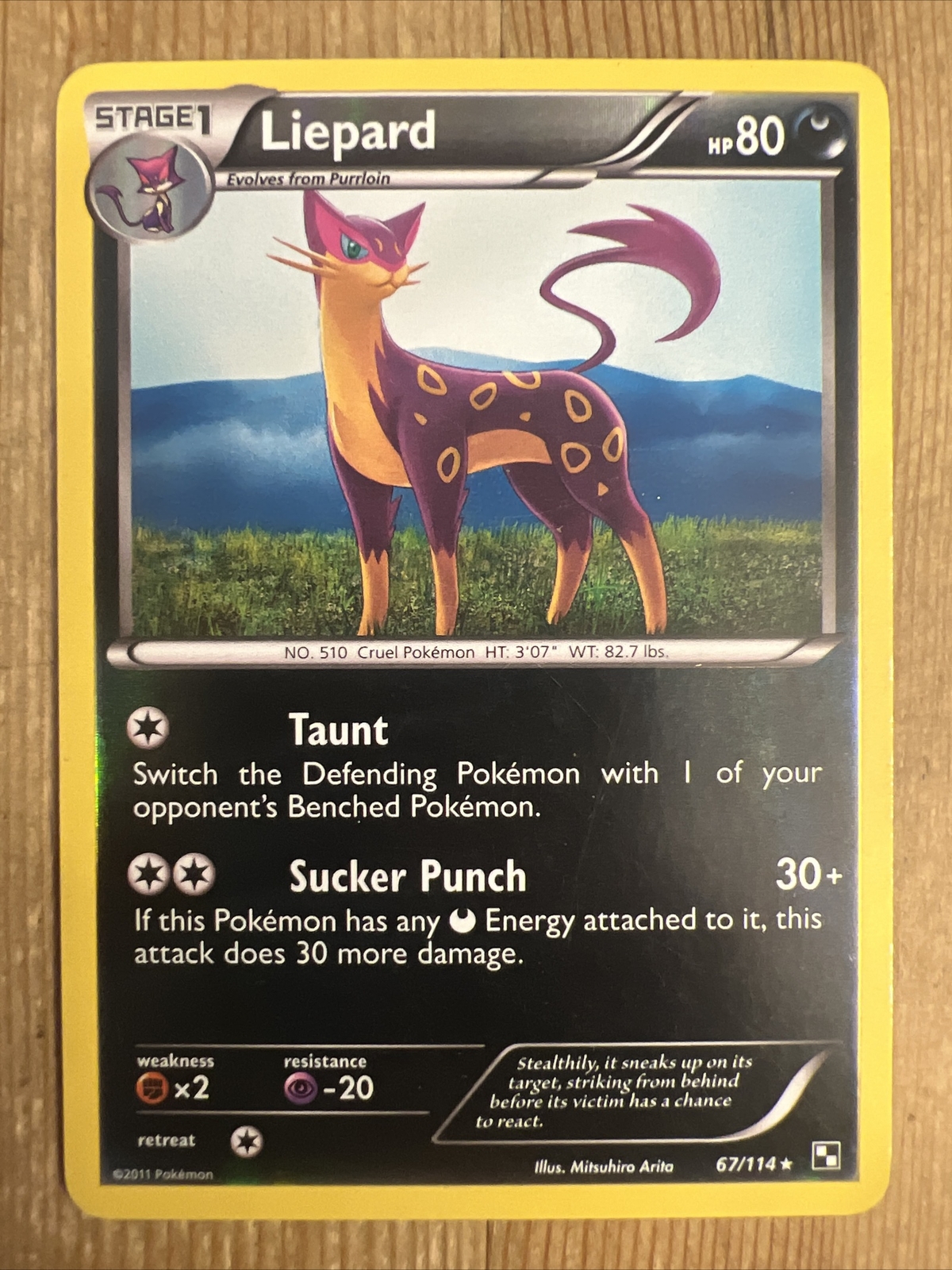 Pokémon TCG Liepard Black and White 67/114 Reverse Holo Rare LP