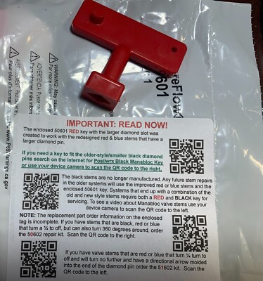 Manabloc MBS136R 50601 New Style Red Diamond Slotted T-Handle Key Viega PureFlow