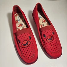 Grasshoppers Keds Womens Red Hat Society Polka Dot Slip-on Wedge Shoes 8.5M