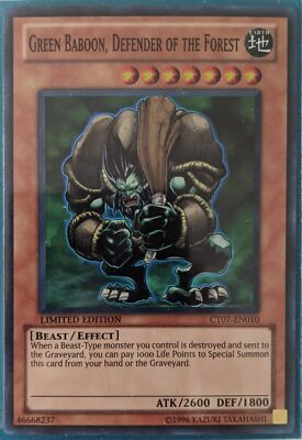YuGiOh Green Baboon, Defender of the Forest Super Rare CT07-EN010