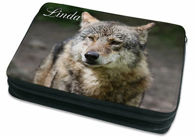CREADESIGN Federmäppchen Federmappe Federtasche Schulmäppchen mit Namen Wolf