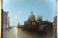 Vintage L. Vesco Venice, Italy Canal Oil Painting