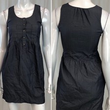 $118 J. Crew 0 Dark Blue Snap Button 100% Cotton Pleated Tank Sheath Dress XXS