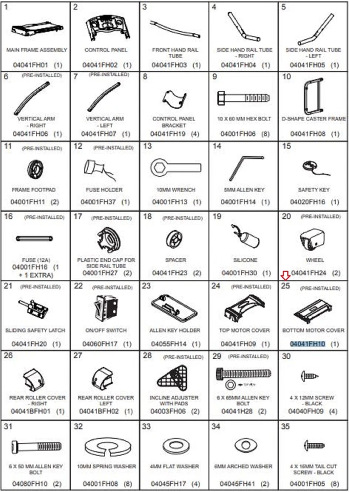 Protector base motor cinta de correr Sportcraft TX4.9 04041FH10 Foto 3 de 3