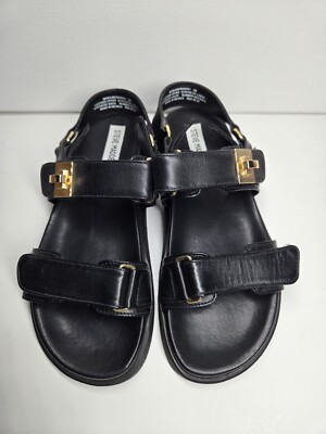 Steve Madden Mona Black Leather Slingback Sandals Women's Size 7