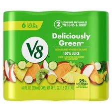 V8 Deliciously Green 100% Fruit and Vegetable Juice 8 fl oz Can 6 Pack
