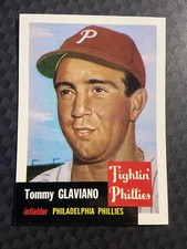 1991 Topps Archives 1953 #140 Tommy Glaviano Bio uses white text