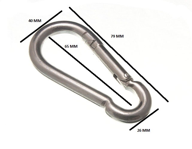 Snap Spring Clip Carbine Hook Carabiner 8mm 5/16 BZP Pack Size 200