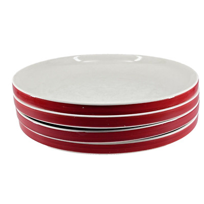 Culinary Arts Stack Up Porcelain Dinnerware Stackable Dinner Plates Red Set 4