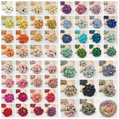 Mulberry Paper Flower Open Roses x 20 10mm, 15mm, 20mm or 25mm - Over 60 Colours