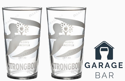 Set Of 2 Strongbow Cider Conical White Print Pint Glasses 20oz Brand New