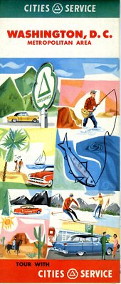 1956 Cities Service Road Map: Washington, D. C. NOS