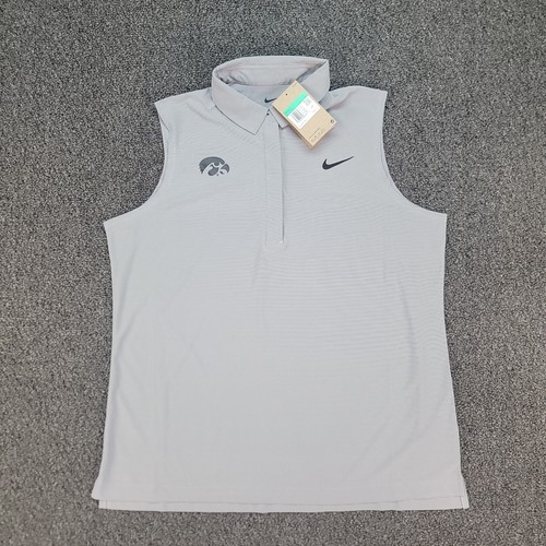 Polo da golf Iowa Hawkeyes donna XL grigio Nike Dri-FIT ADV Tour senza maniche