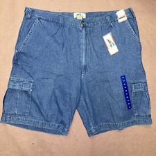 Vintage 1990 s Basic Options Outdoors Denim Cargo Shorts, Deadstock NWT, Size 42